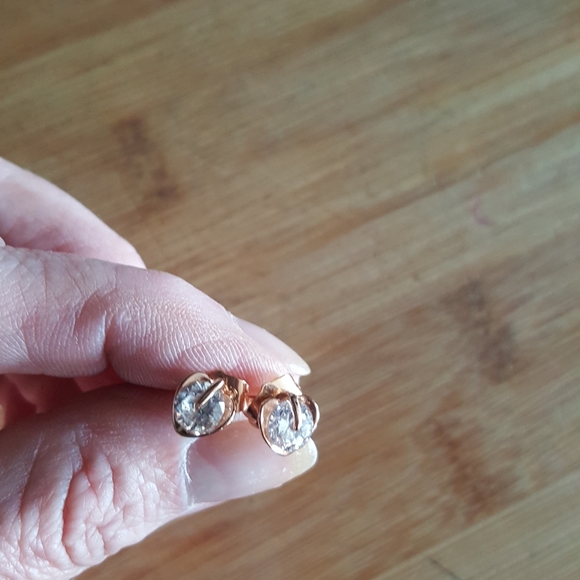 ROSE GOLD Tone CZ Studs (Apple Shape) SOLD ON TITLE - Picture 4 of 5